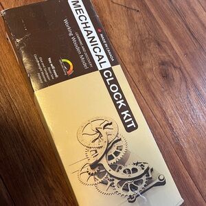 Mechanical Clock Kit - Working Wooden Gear Model in Beige and Brown